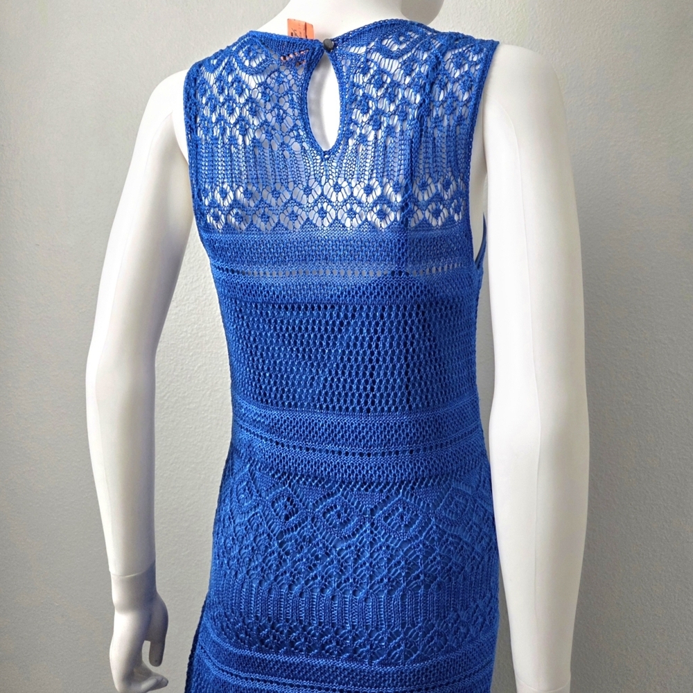Ralph Lauren Beautiful Royal Blue Slip Dress With Long Knit Overlay, Size Small - Picture 15 of 16